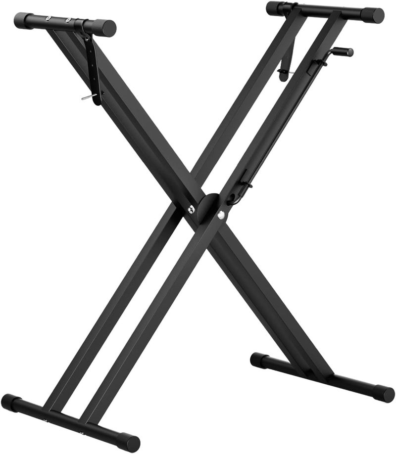tipatyard 2025 Upgrade Heavy-Duty, Easily Adjustable Height Double-X Keyboard Stand, Portable Digital Piano Stand with Locking Straps, (Multiple Adjustable Heights), Black - Image 1